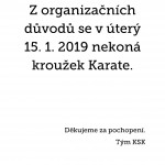 Upozornění - kroužek karate 